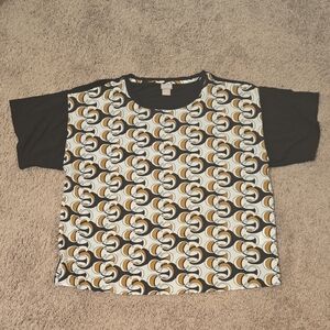 Chicos Silky Knit Tshirt - Black, Camel and White - Size 3